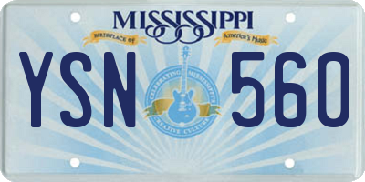 MS license plate YSN560