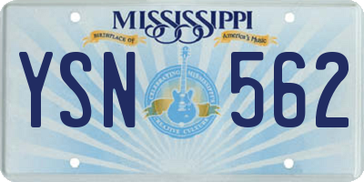 MS license plate YSN562