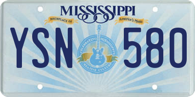 MS license plate YSN580
