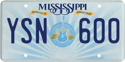 MS license plate YSN600