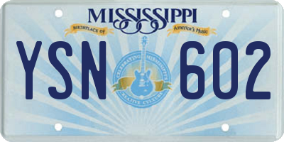 MS license plate YSN602