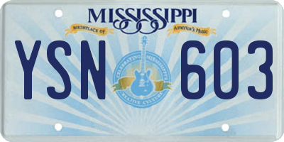 MS license plate YSN603