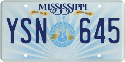 MS license plate YSN645
