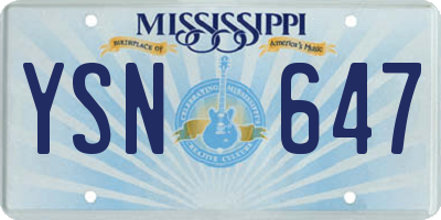 MS license plate YSN647