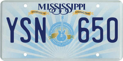 MS license plate YSN650