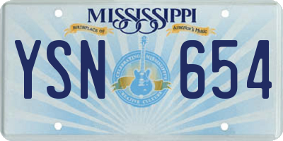 MS license plate YSN654