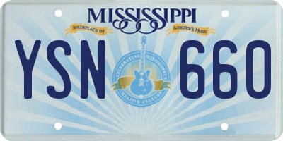 MS license plate YSN660