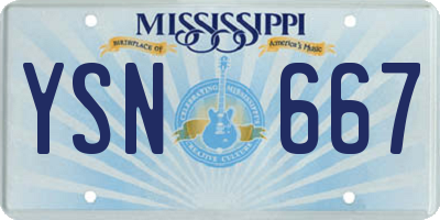 MS license plate YSN667