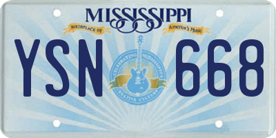 MS license plate YSN668