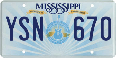 MS license plate YSN670