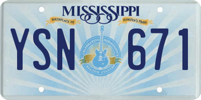 MS license plate YSN671