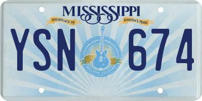 MS license plate YSN674