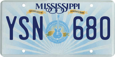 MS license plate YSN680