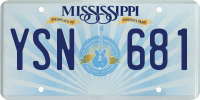MS license plate YSN681