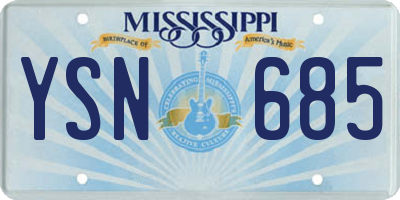 MS license plate YSN685