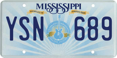 MS license plate YSN689