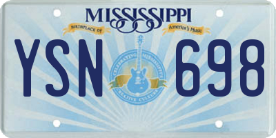 MS license plate YSN698