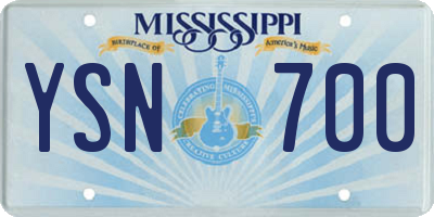 MS license plate YSN700