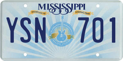 MS license plate YSN701