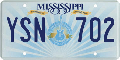 MS license plate YSN702