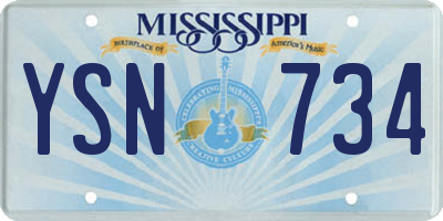 MS license plate YSN734