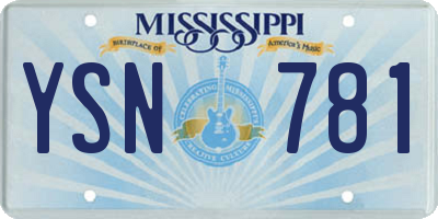 MS license plate YSN781