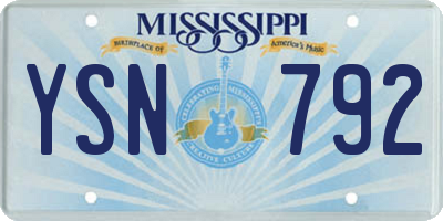 MS license plate YSN792
