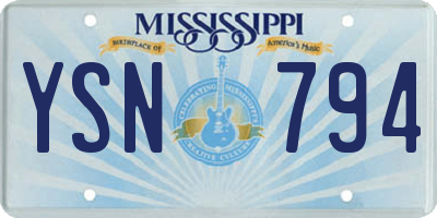 MS license plate YSN794