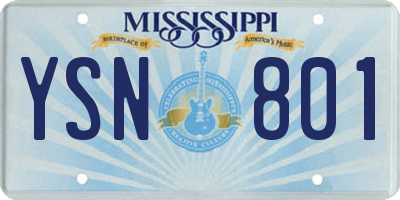 MS license plate YSN801