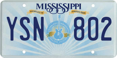 MS license plate YSN802