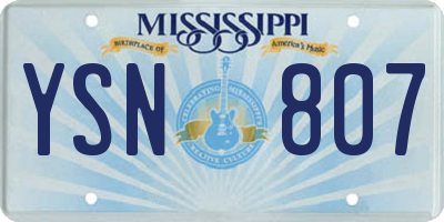 MS license plate YSN807