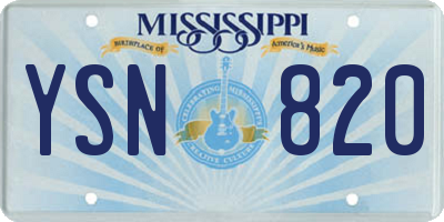 MS license plate YSN820