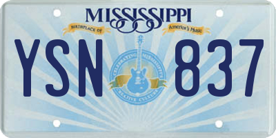 MS license plate YSN837