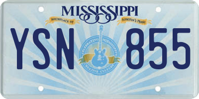 MS license plate YSN855