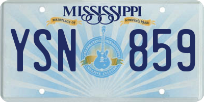 MS license plate YSN859