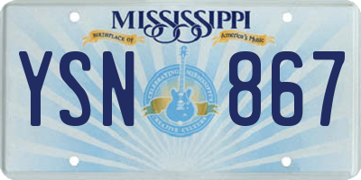 MS license plate YSN867