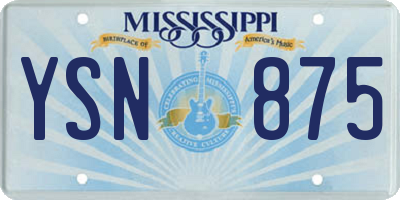 MS license plate YSN875