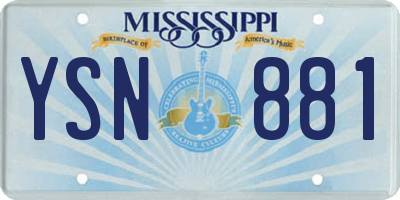 MS license plate YSN881