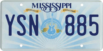 MS license plate YSN885