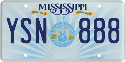 MS license plate YSN888