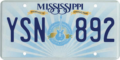 MS license plate YSN892