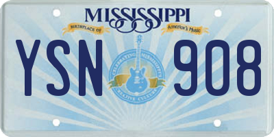 MS license plate YSN908
