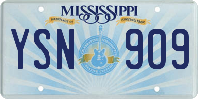 MS license plate YSN909