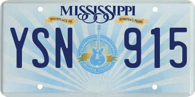 MS license plate YSN915