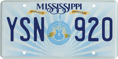 MS license plate YSN920