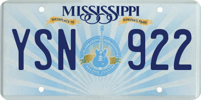 MS license plate YSN922