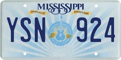 MS license plate YSN924