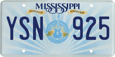 MS license plate YSN925