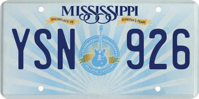 MS license plate YSN926