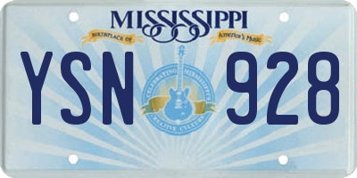 MS license plate YSN928